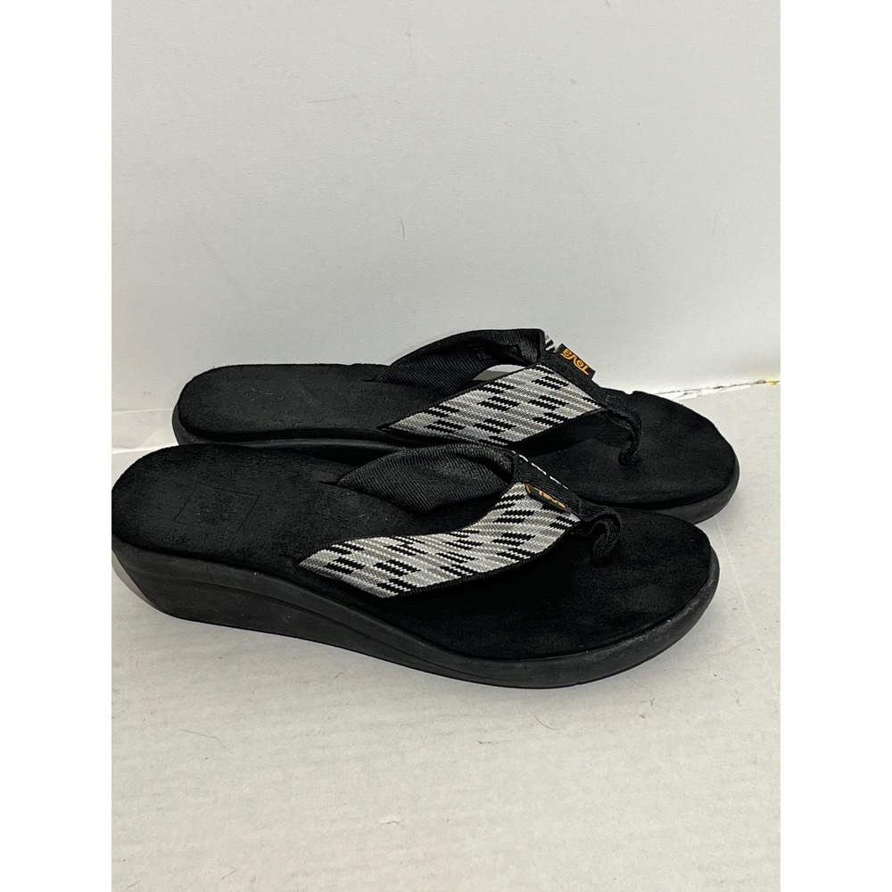 Teva Mush Mandalyn Wedge Ola 2 Black Grey Geometric Sandals 1019043 Womens 7